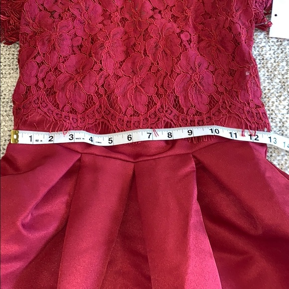 Little Mistress red dress with lace top, Sz SP - Picture 6 of 9